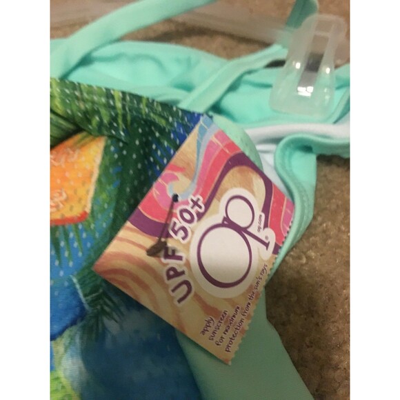 Op Girls Printed 2-Piece Swim Set Top & Bottom Size Medium 7/8 Multi-Color - Picture 3 of 7